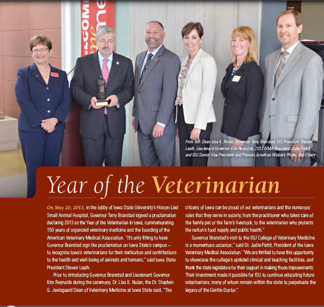 2013 Year of the Veterinarian in Iowa AMVC
